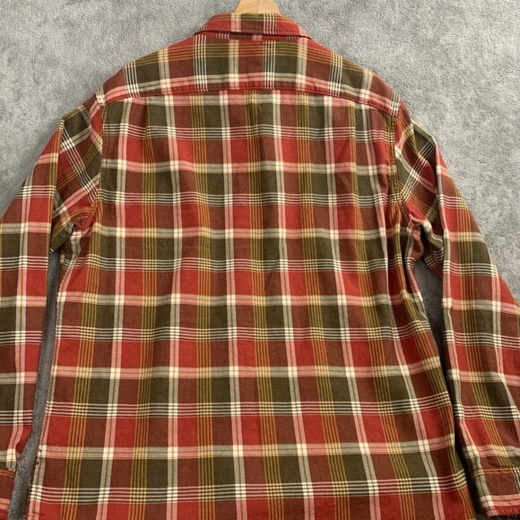 Wallace & Barnes J Crew Flannel Shirt Men XL Red Plaid Check Button Up Slim Fit - Picture 10 of 10